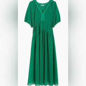 NWT Madewell Sheer V-neck Dolman Maxi Dress in verdant green